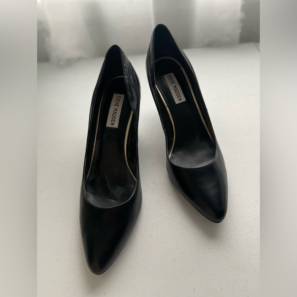Steve Madden Black Leather Dress Shoes 8.5